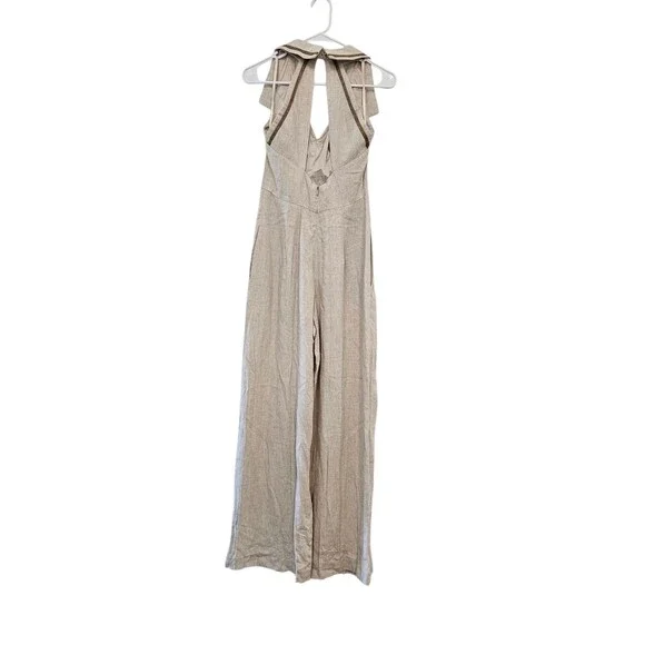 Barbara Barbara Women’s Halter Beige Jumpsuit Wideleg Size 4 - Picture 4 of 9